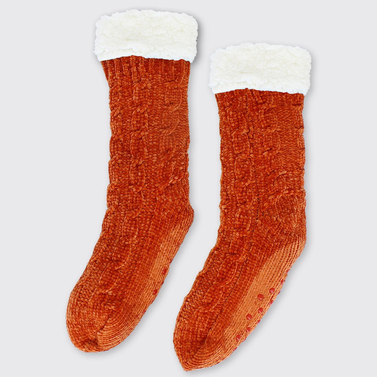 molly chenille slipper socks burnt orange